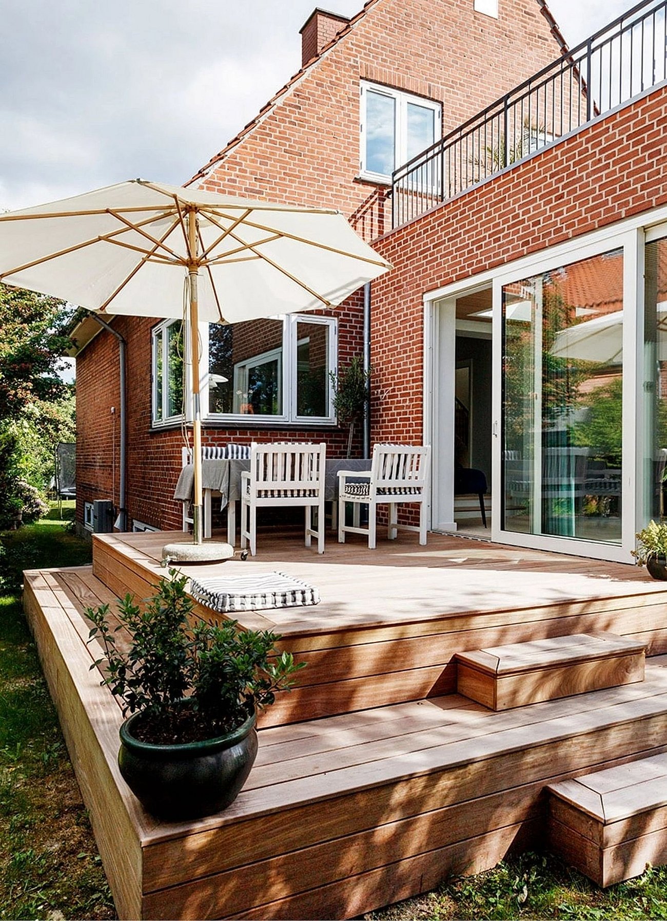 Træterrasse i flere niveauer