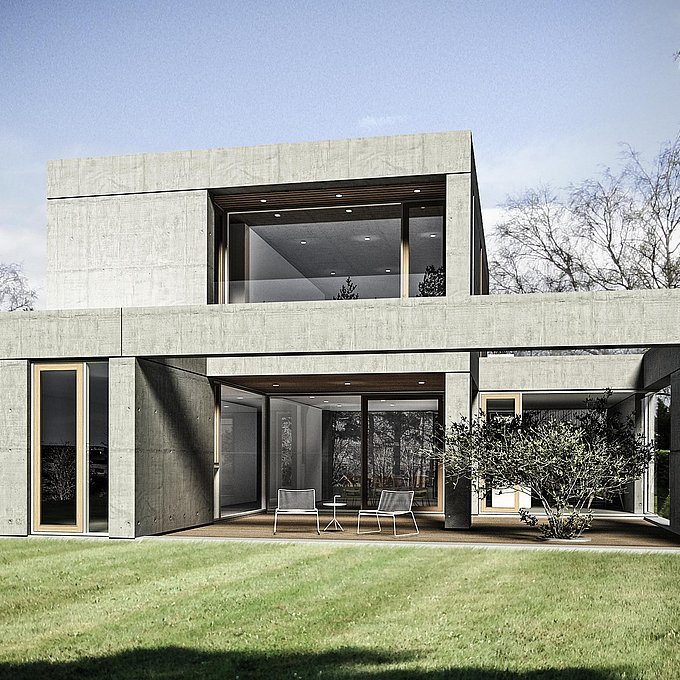 Villa i beton tæt på kysten