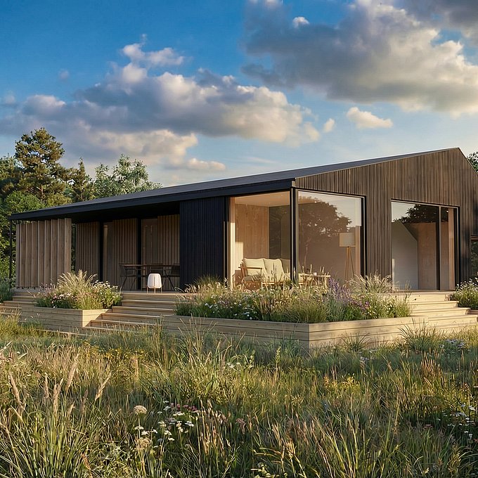 Sommerhus hævet over landskabet – skabt til fremtiden.